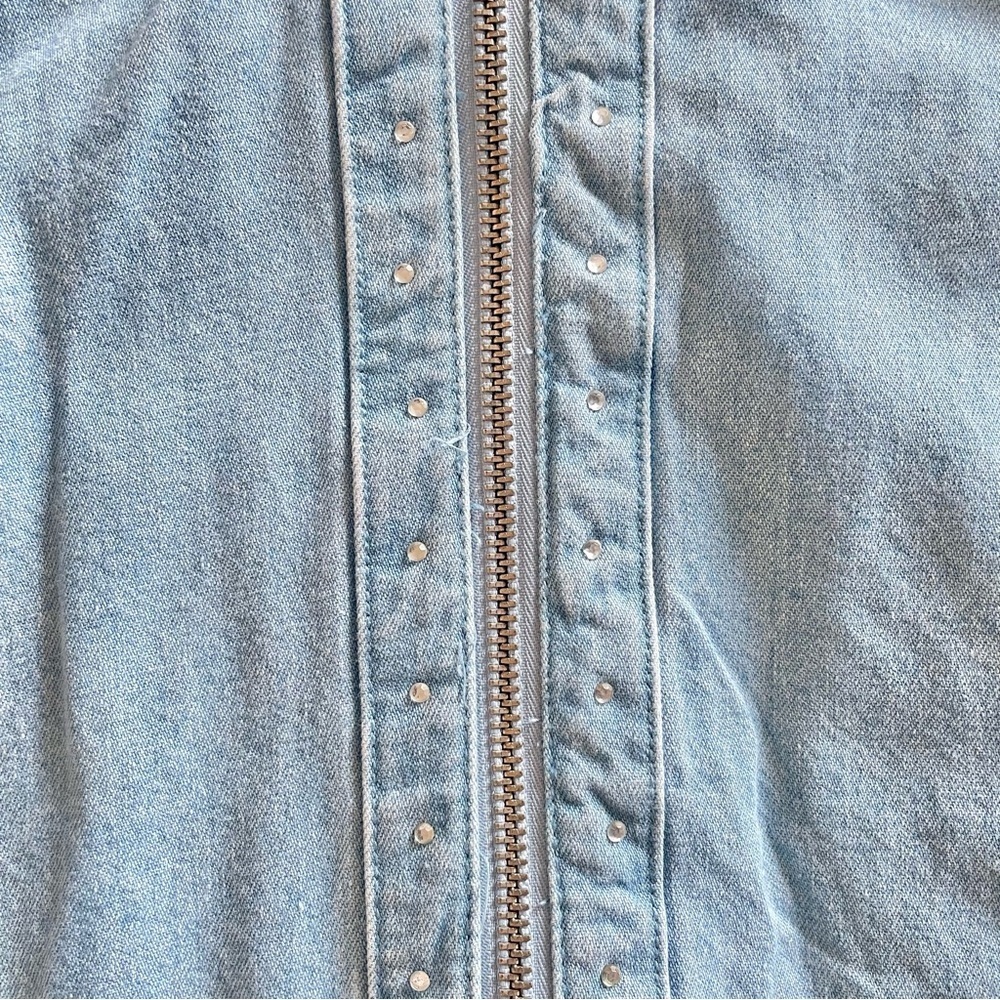 C.D. Daniels Denim Shirt Women’s 1X Blue Zip Up Rhinestone Pockets VTG Cottage - Picture 6 of 16